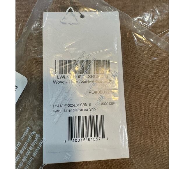 LUNYA NWT $138 Woven Linen Sleeveless Shirt - Brown - Picture 8 of 9